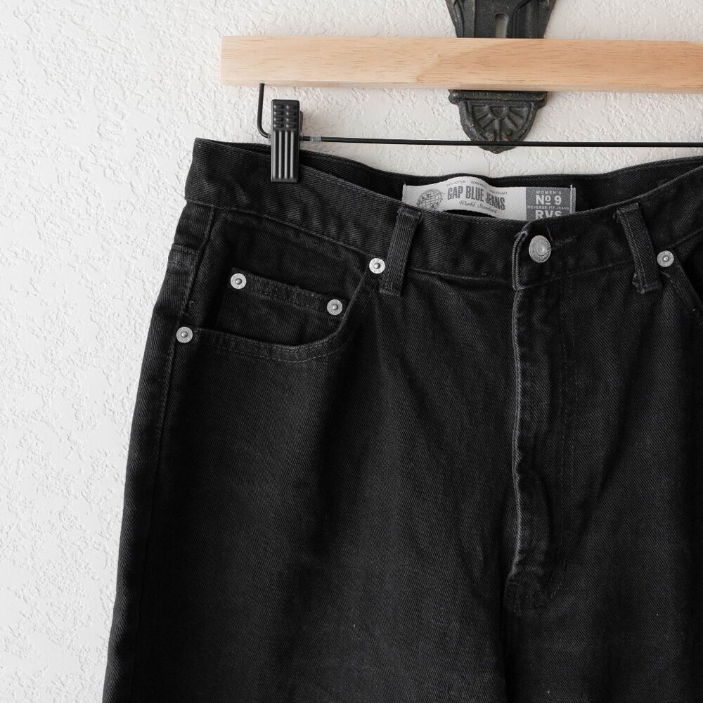 Vintage 90s GAP Black Reverse Fit Jeans | Women’s Size 12L High Rise Made in USA - Picture 4 of 9